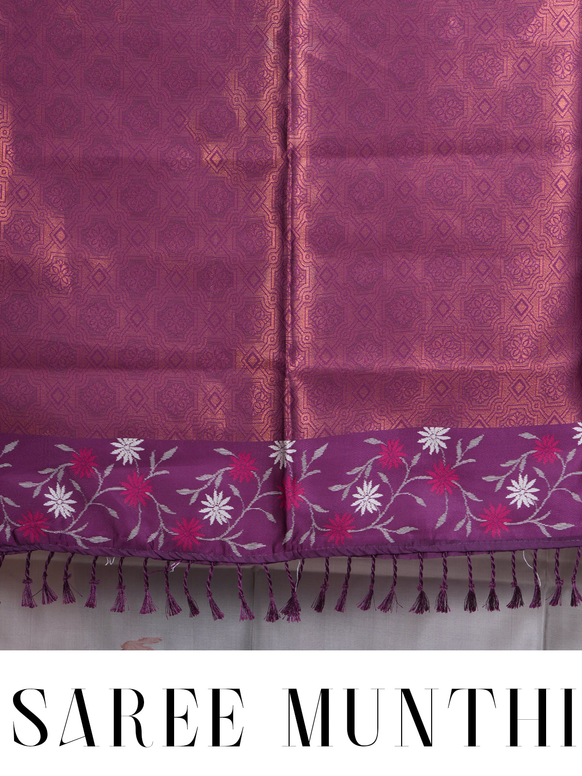 Silver with Purple Fancy Silk Saree