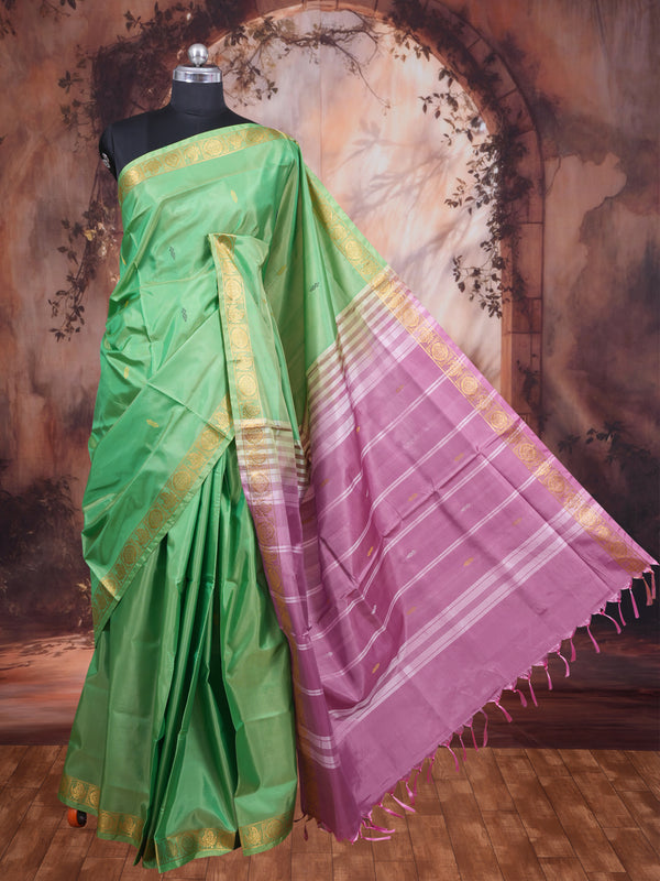 Mint Green with Mauve Pink Vaalai Naar Pattu Saree