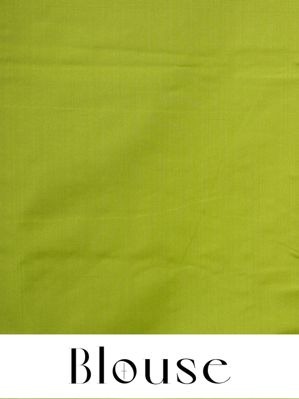 Magenta Pink with Lime Green  Semi Silk Saree