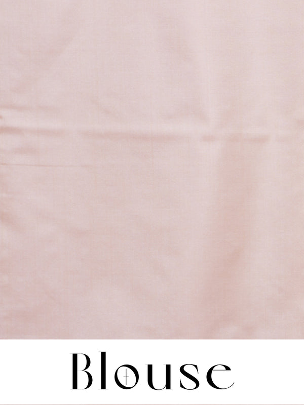 Pink with Off-White - Semi Silk Saree