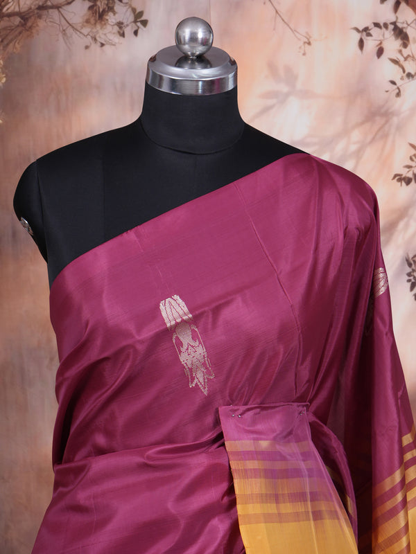 Magenta and Yellow Vaalai Naar Pattu Saree