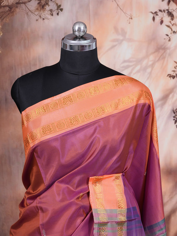 Muted Purple Saree with Lavender Munthi Vaalai Naar Pattu Saree