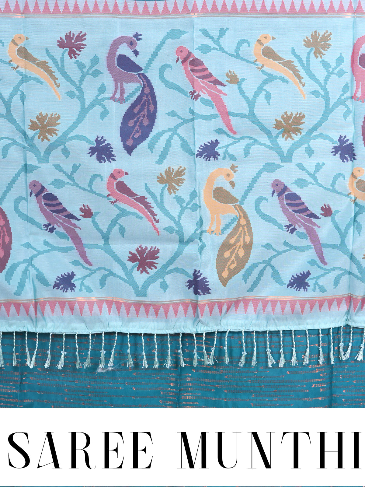 Teal Blue with Light Blue Fancy Silk Saree