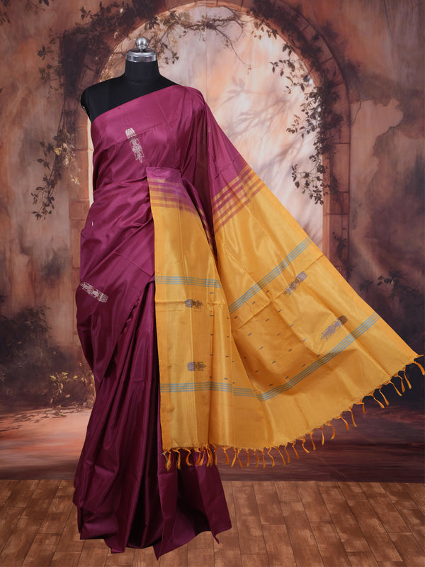 Magenta and Yellow Vaalai Naar Pattu Saree