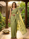 Mehndi Green Linen Cotton Saree