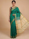 Green and Cream Banana Silk Sarees