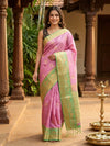 Pink and Green Soft Silk Saree