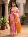 Pink and Orange Soft Silk Saree
