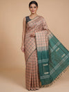 Dusty Peach and Green Banana Silk Sarees
