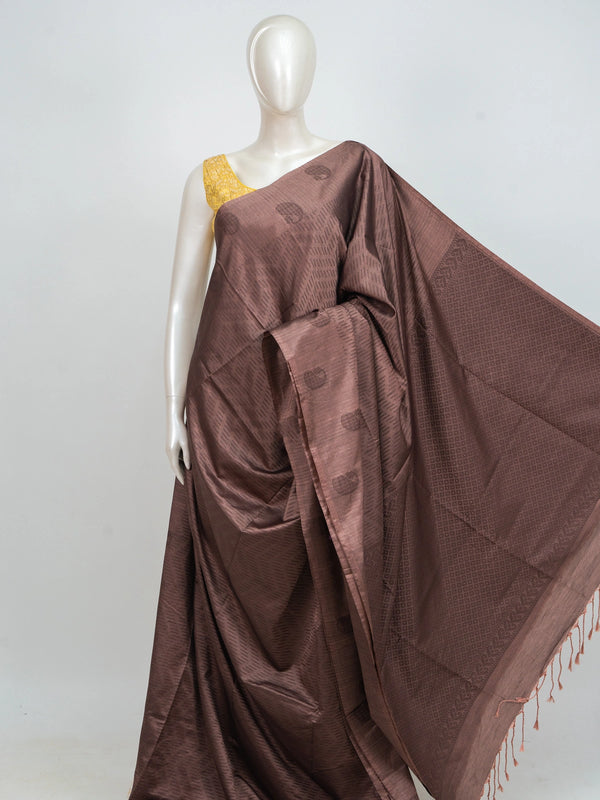 Dusty mauve Kanchipuram Fancy Silk saree with tonal buta motifs and jaali-work pallu