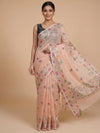 Peach and Multicolour Linen Cotton Saree