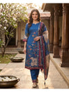 Blue Pichwai Print Ready Made Straight Cut Salwar Set with Dupatta