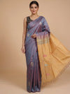 Mauve Grey and Mustard Banana Silk Sarees