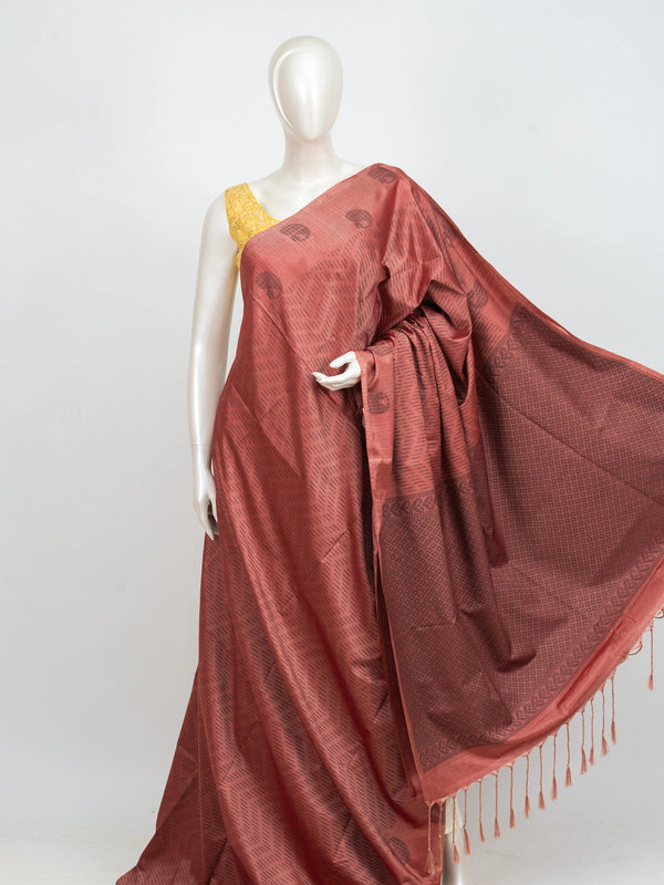 Rust brown Kanchipuram Fancy Silk saree with woven paisley motifs and jaal pallu