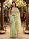 Pista Green and Gold Linen Cotton Saree