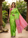 Parrot Green and Rose Pink Banana Silk Sarees