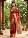 Maroon and Gold Vaira Oosi Design Semi Silk Saree
