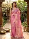 Pink Linen Cotton Saree