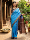 Sky Blue and Brown Banana Silk Sarees