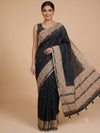 Black and Cream Linen Cotton Saree