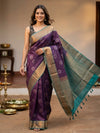 Purple and Teal Soft Silk Saree
