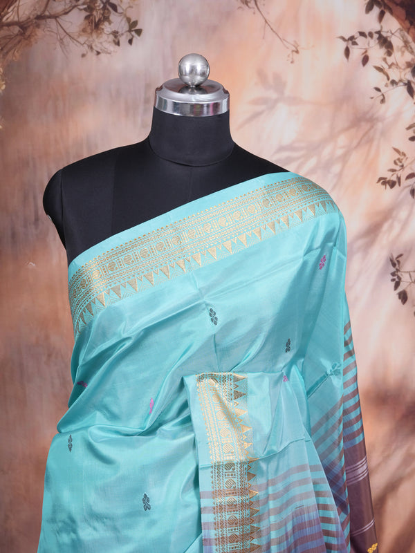 Sky Blue and Mauve Vaalai Naar Pattu Saree