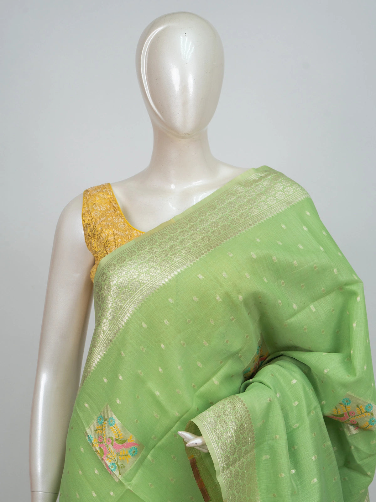 Pista Green Linen Cotton Saree