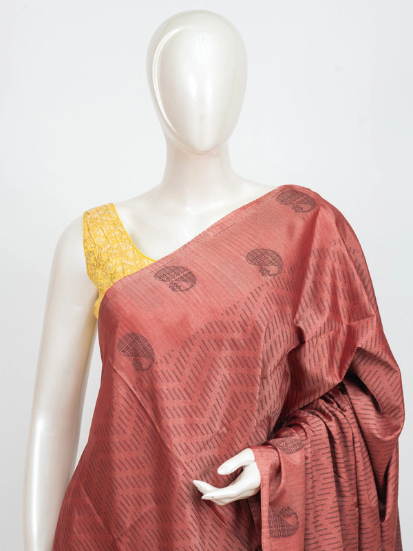 Rust brown Kanchipuram Fancy Silk saree with woven paisley motifs and jaal pallu