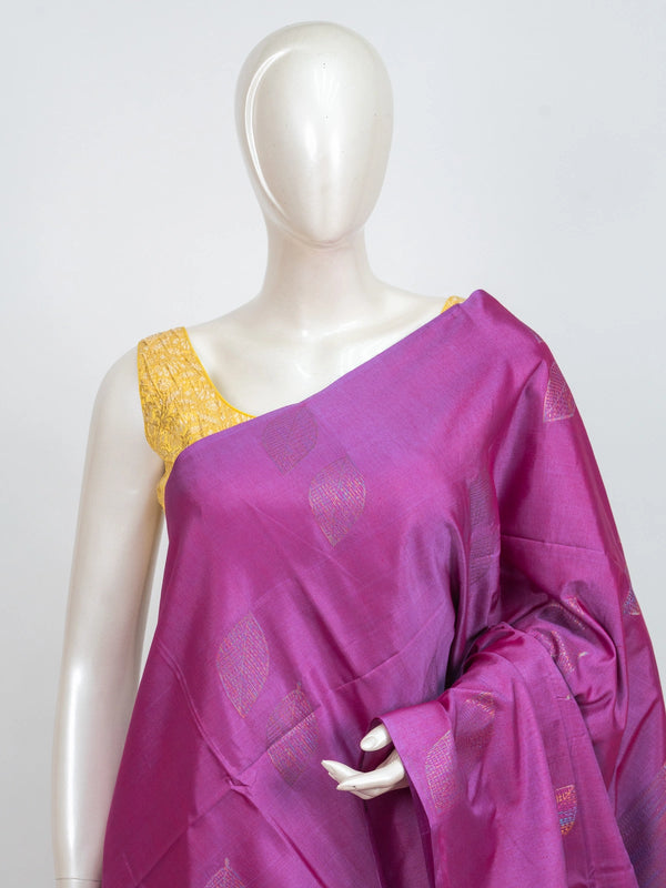 Magenta purple Kanchipuram Fancy Silk saree with multicolour zari buttas, contrast border and tasselled pallu