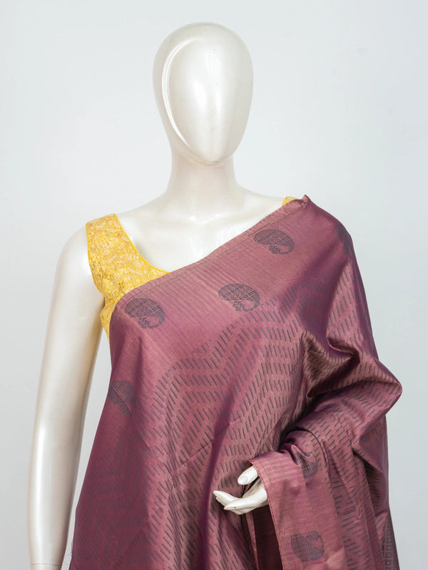Dusty mauve pink semi silk saree with dark paisley buttas and contrast maroon lattice border