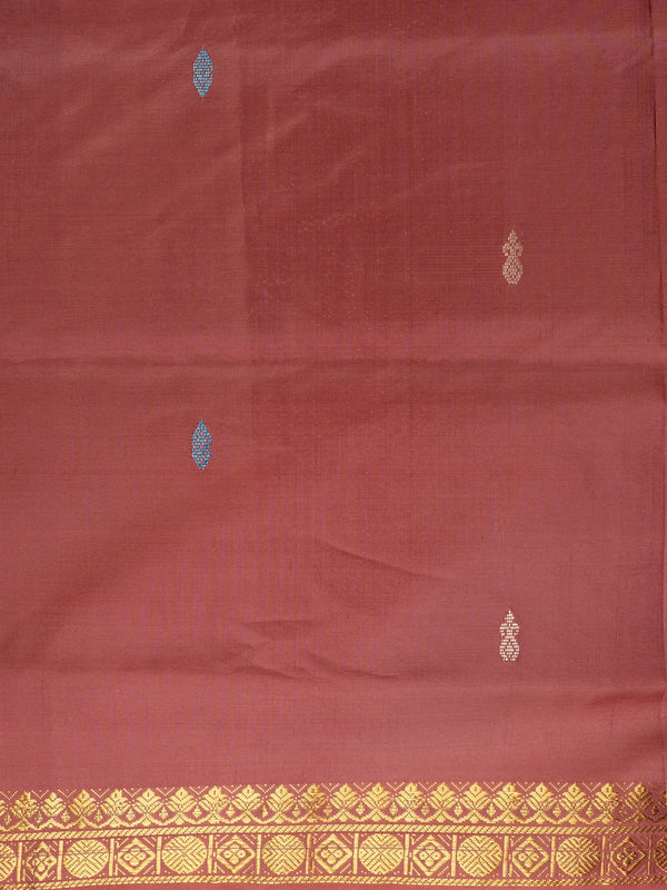 Maroon banana silk saree with mustard contrast pallu and gold zari border