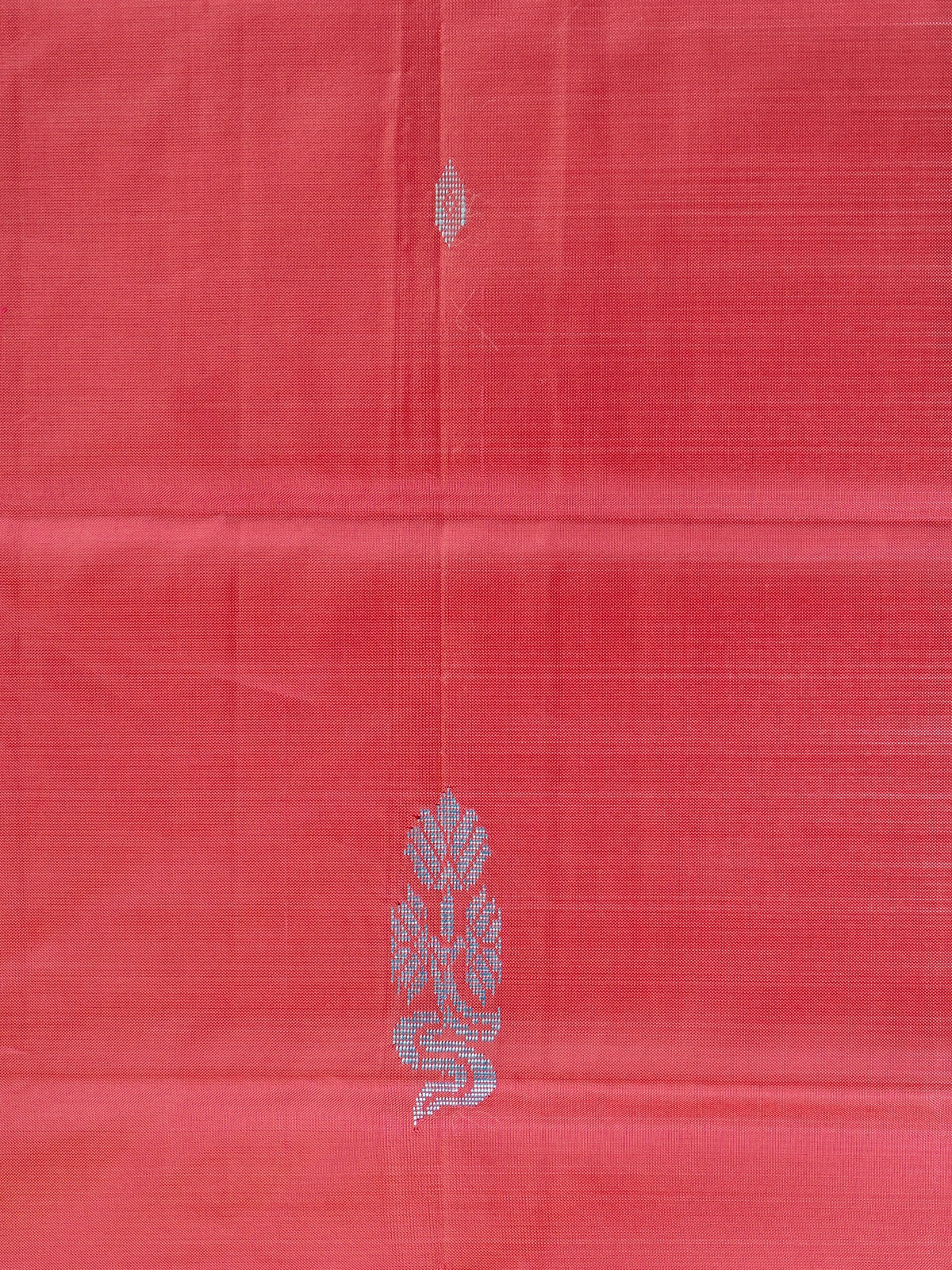 Rani pink banana silk saree with turquoise contrast pallu and woven butta motifs