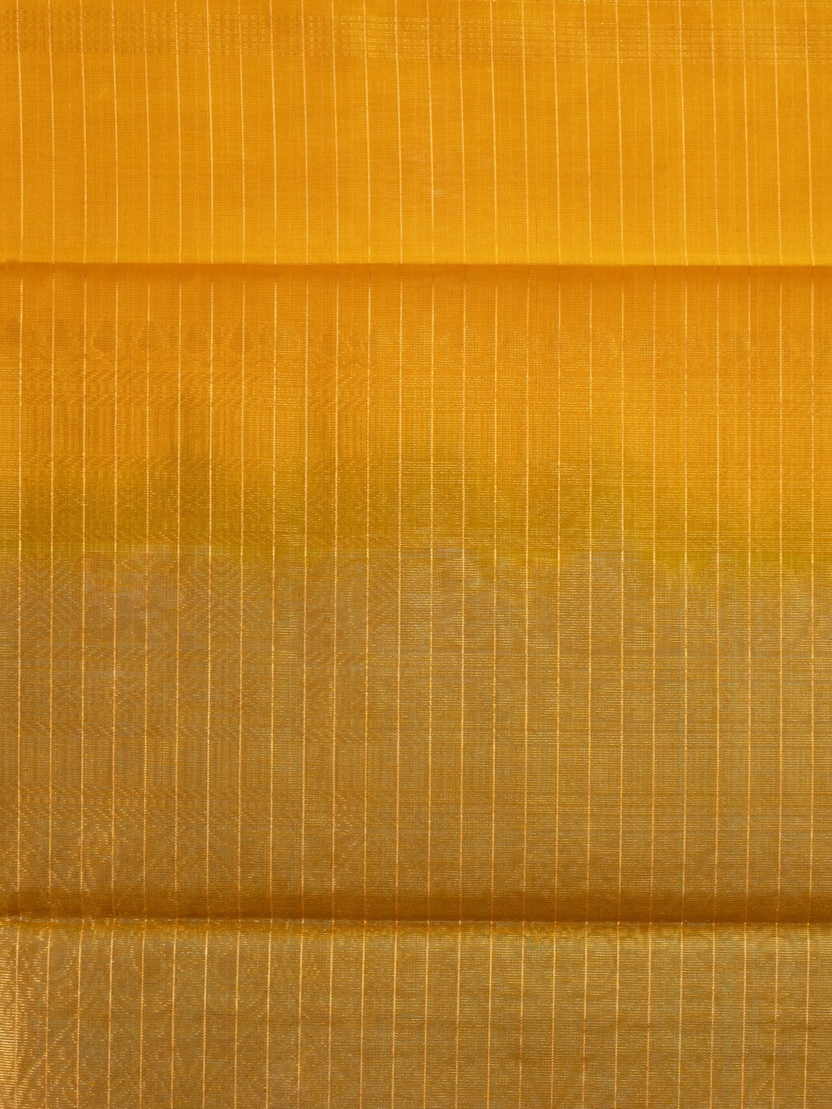 Mustard yellow pure silk cotton saree with olive green contrast zari border and golden pallu