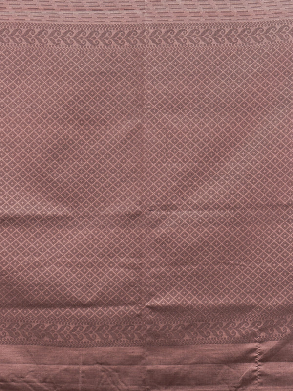 Dusty mauve Kanchipuram Fancy Silk saree with tonal buta motifs and jaali-work pallu