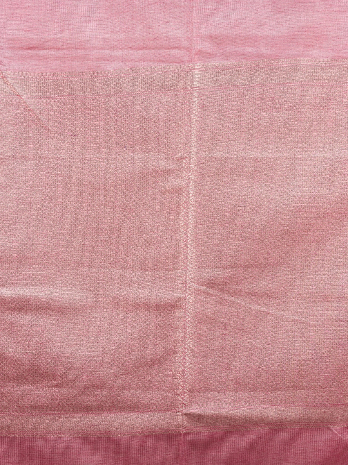 Pink Kanchipuram fancy silk saree with wine contrast border and gold zari buttas