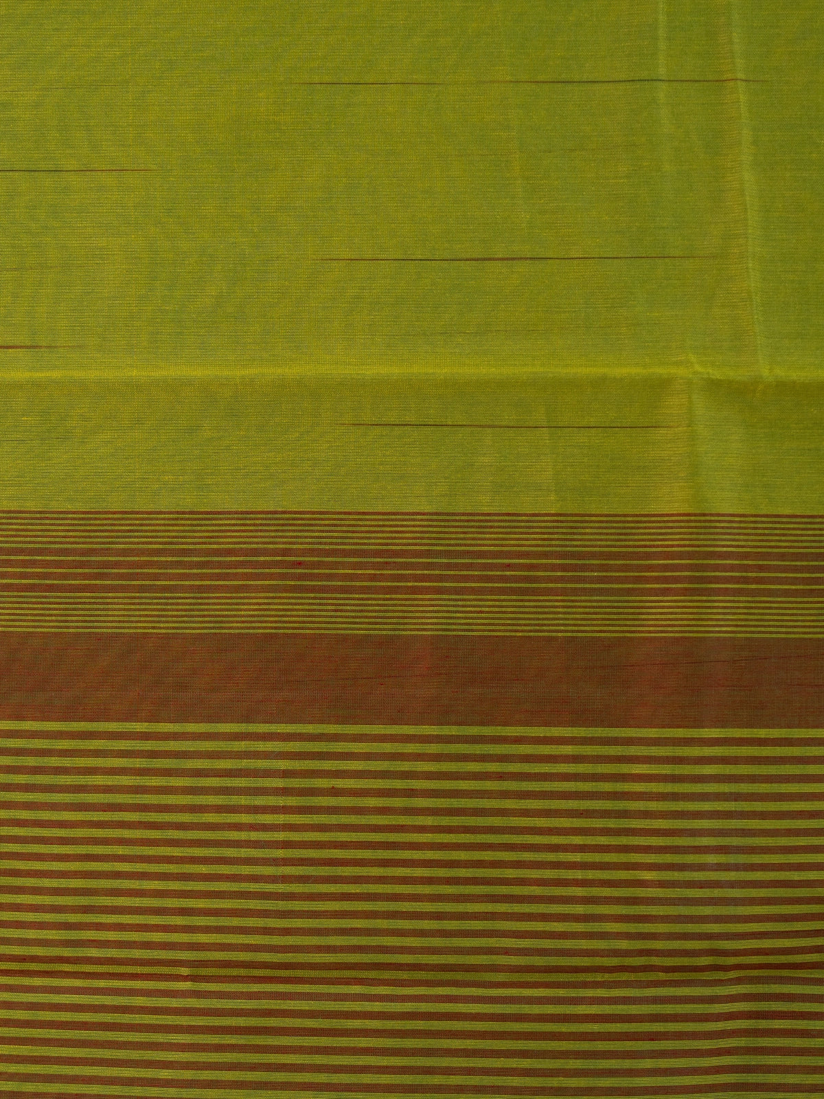 Mehendi green silk cotton saree with contrast green border and maroon gold zari striped pallu