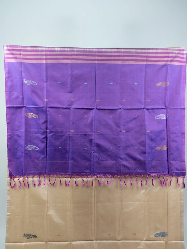 Cream and Purple Banana Silk Sarees