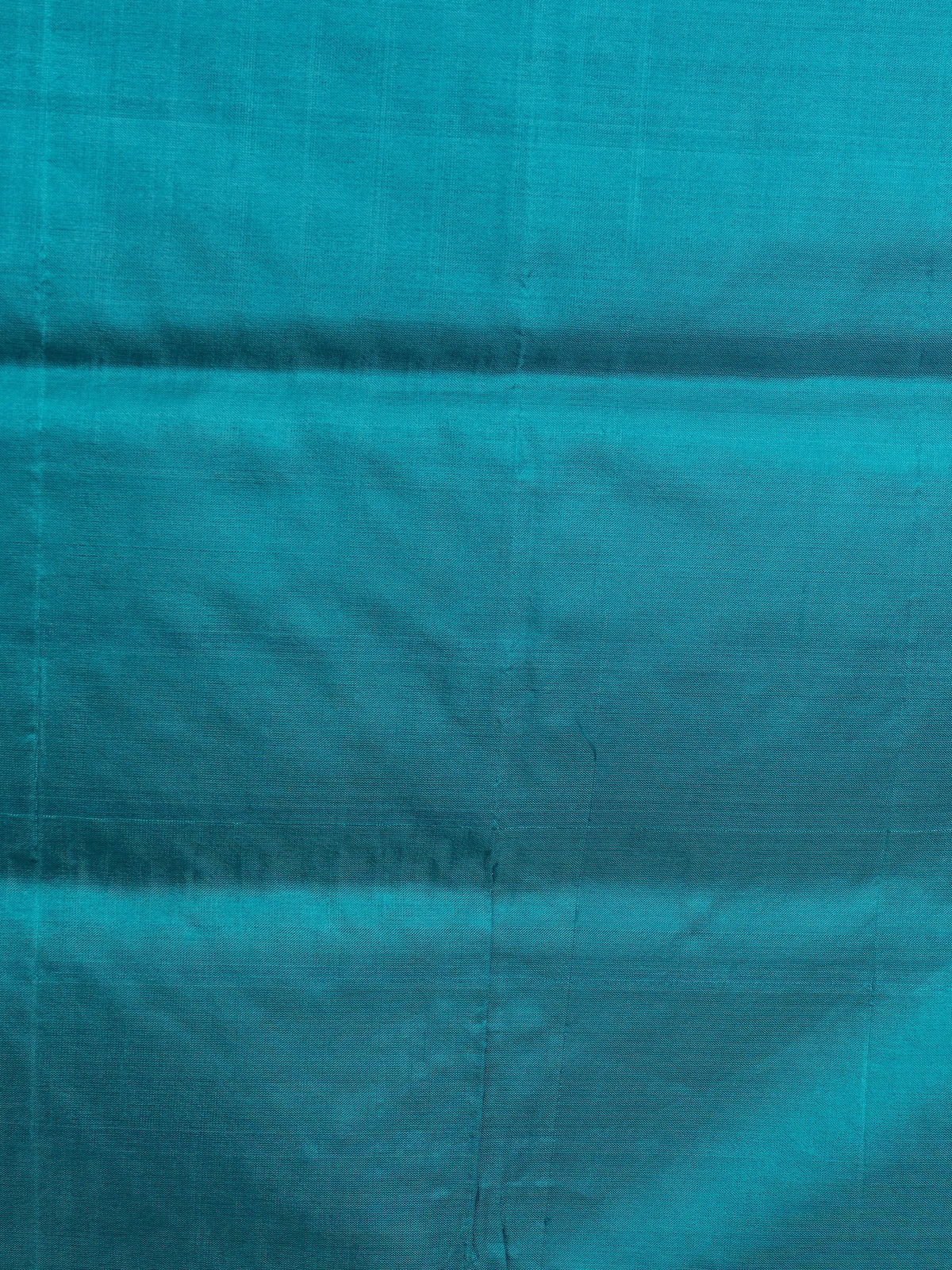 Coral red checked Banana Silk saree with contrast teal striped pallu and border
