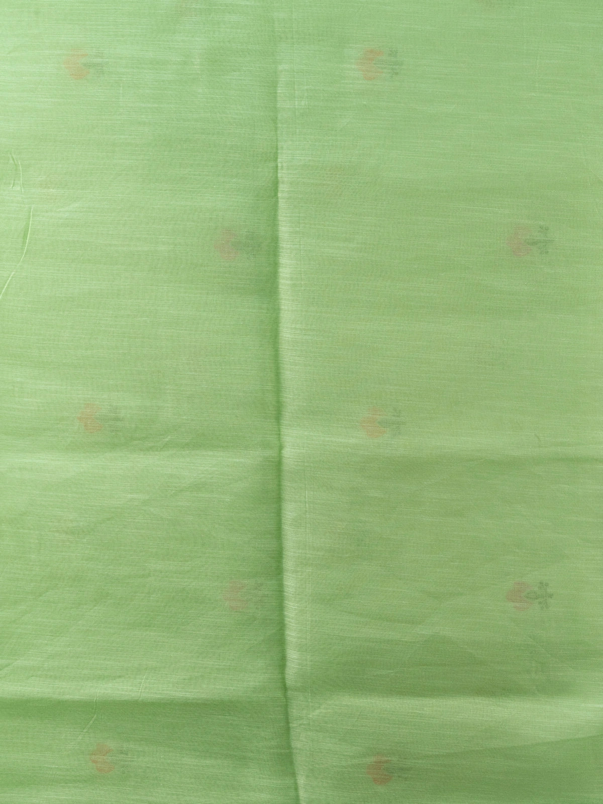 Light green linen cotton saree with silver zari border and multicoloured floral embroidery