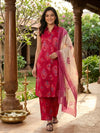 Red Ikat Printed Cotton Co-ord Set Kurti Set