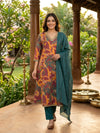Maroon Multicolour Paisley Print Art Silk A-Line Anarkali Kurti Set