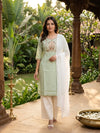 Sage Green Embroidered Chanderi Silk Anarkali Top