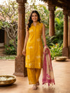 Mustard Yellow Geometric Print Cotton Co-ord Set Kurti Set