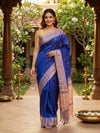 Royal Blue and Beige Banana Silk Sarees