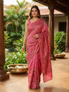 Pink and Yellow Designer Semi Tussar Saree
