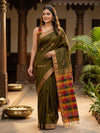 Mehendi Green and Multicolour Pure Silk Cotton Saree