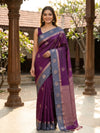 Purple and Grey Kanchipuram Fancy Silk Saree