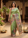 Green and Copper Brown Designer Semi Tussar Saree