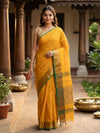 Mustard Yellow and Green Chettinad Cotton Saree