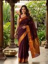 Maroon and Orange Chettinad Cotton Saree